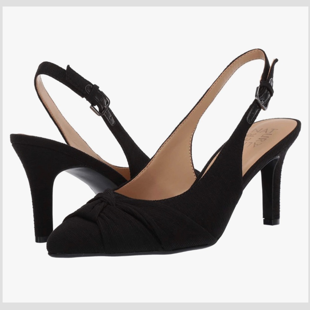 Naturalizer Ember Black Point Toe Sling Back Heels. Size: 8